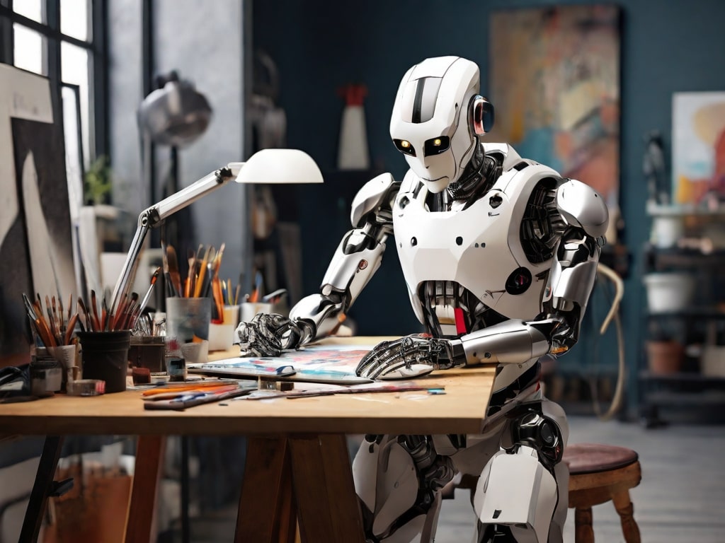 Default graphic designer robot in art studio 3